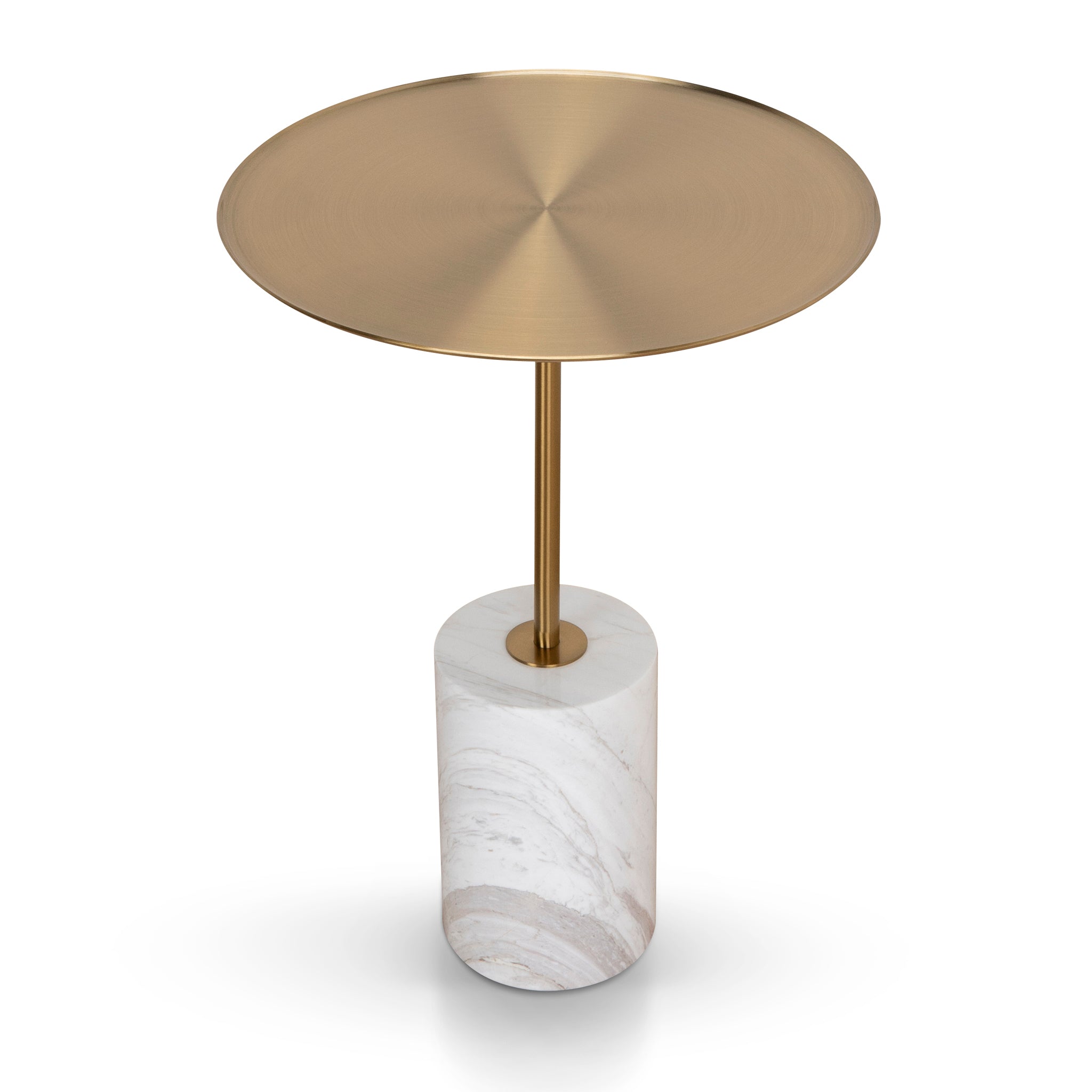 Pravina 45cm Brushed Gold Side Table - Carrara Marble Side Table NY-Core