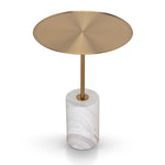 Pravina 45 cm Brushed Gold Side Table - Carrara Marble Side Table NY-Core   