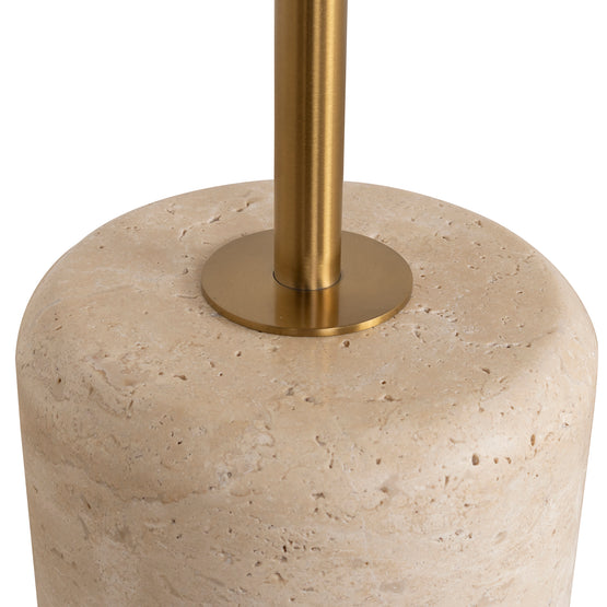 Pravina 45cm Travertine Side Table -  Brushed Gold