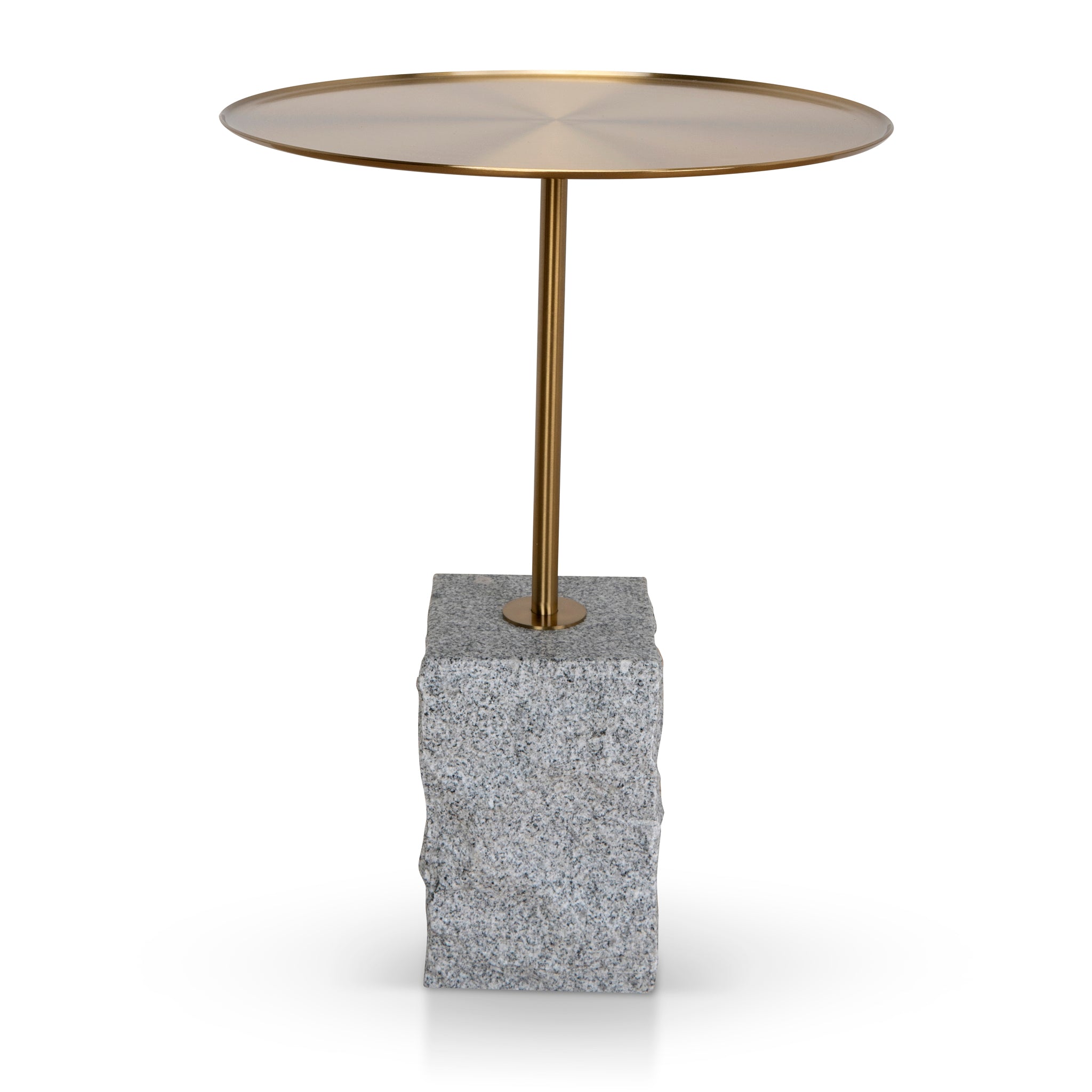 Kelvin 45 cm Brushed Gold Side Table - Faceted Granite Marble Side Table NY-Core   