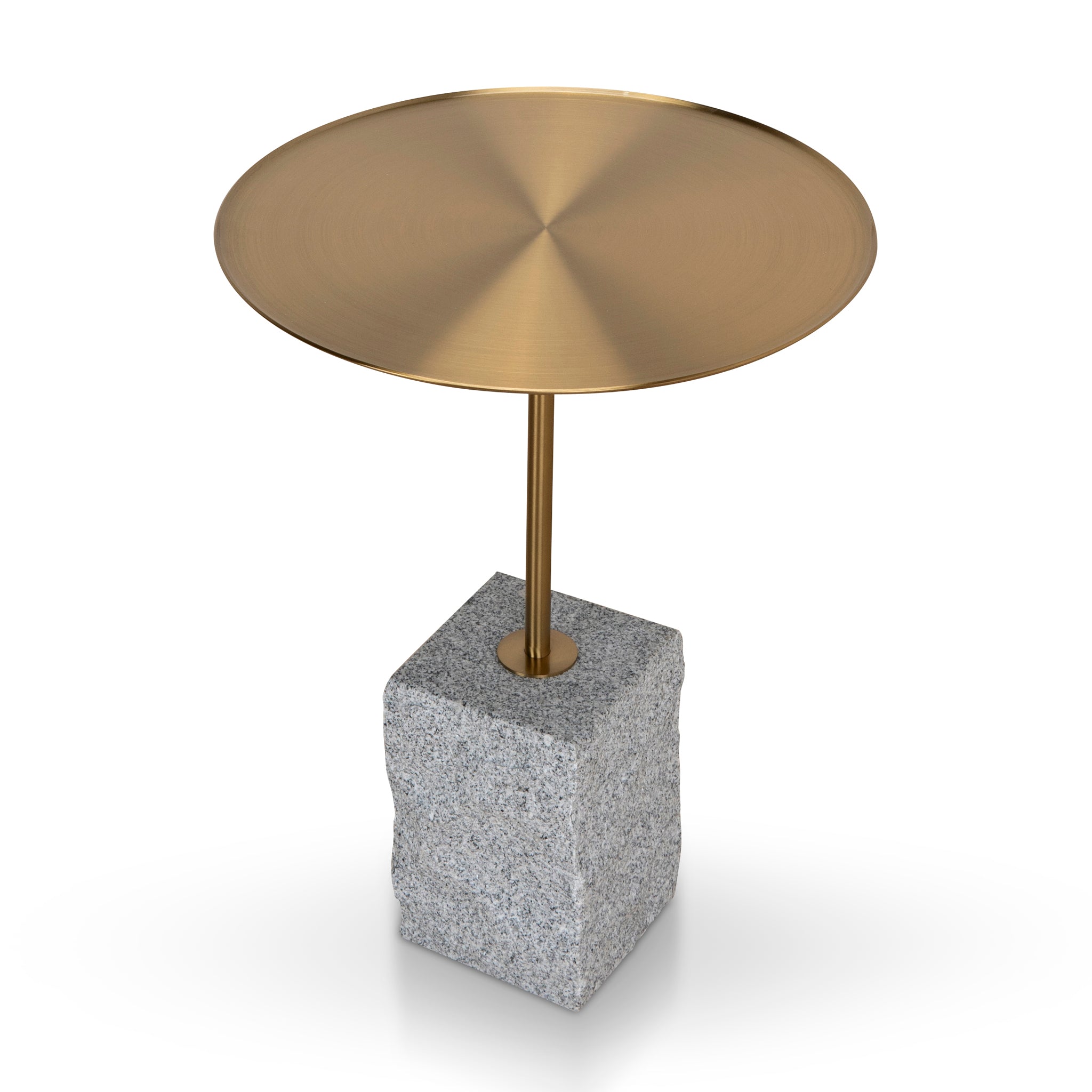 Kelvin 45 cm Brushed Gold Side Table - Faceted Granite Marble Side Table NY-Core   