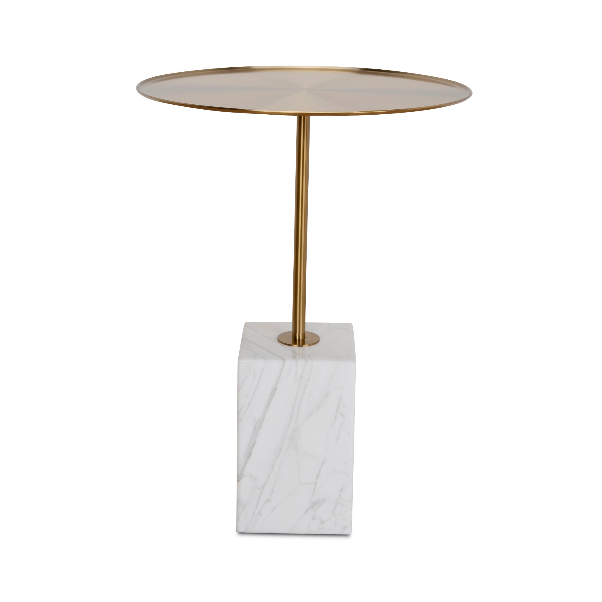 Ex Display - Pravina 45cm Brushed Gold Side Table - Carrara Marble Side Table NY-Core