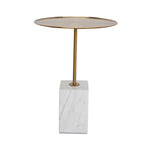 Pravina 45cm Brushed Gold Side Table - Carrara Marble Side Table NY-Core   