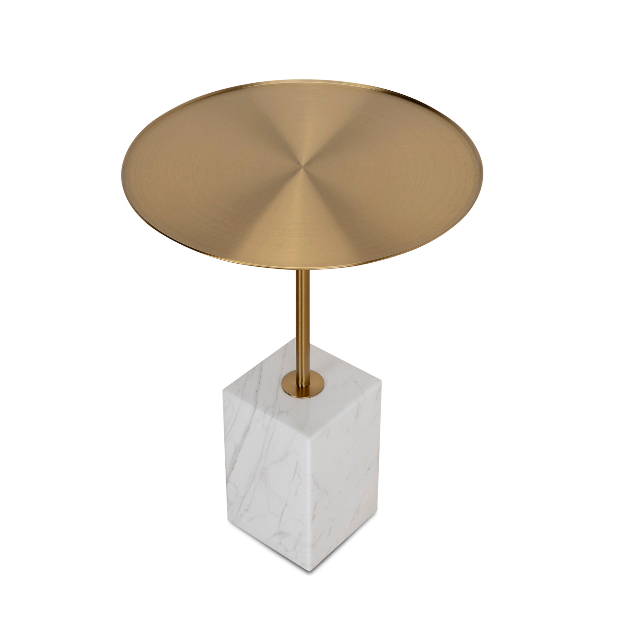 Ex Display - Pravina 45cm Brushed Gold Side Table - Carrara Marble Side Table NY-Core