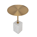 Pravina 45cm Brushed Gold Side Table - Carrara Marble Side Table NY-Core   