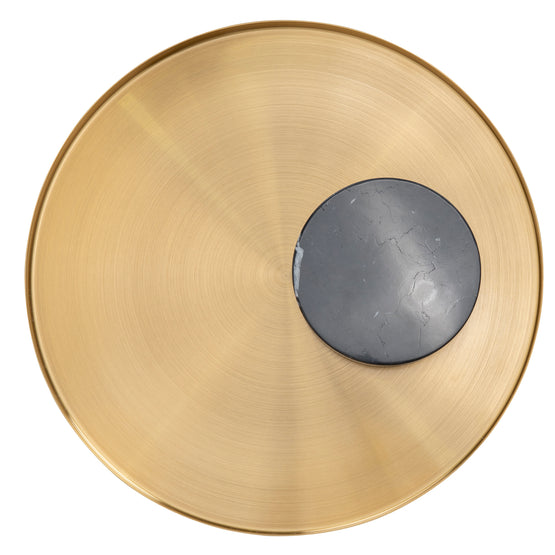 Marcela 40cm Round Brushed Gold Side Table - Black Marble Side Table NY-Core   