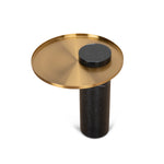 Marcela 40cm Round Brushed Gold Side Table - Black Marble Side Table NY-Core   