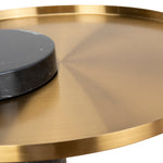 Marcela 40cm Round Brushed Gold Side Table - Black Marble Side Table NY-Core   