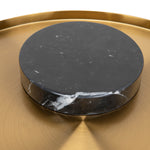 Marcela 40cm Round Brushed Gold Side Table - Black Marble Side Table NY-Core   