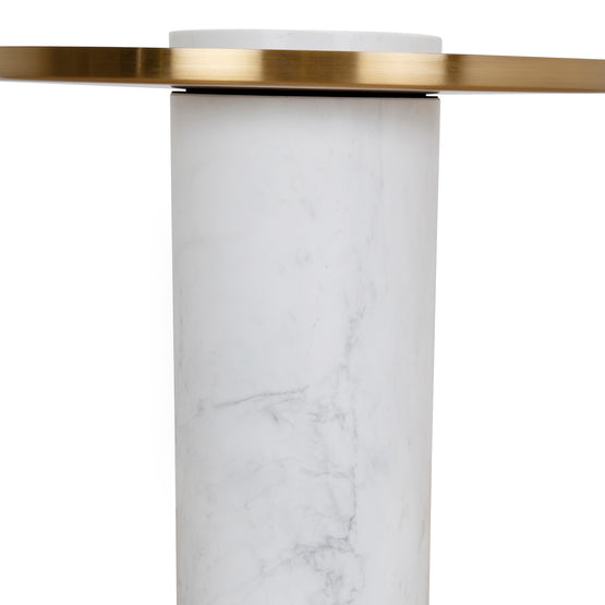 Marcela 40cm Round Brushed Gold Side Table - Carrara Marble Side Table NY-Core   