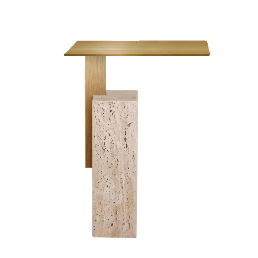 Ex Display - Hilaria 40 cm Brushed Gold Side Table - Natural Side Table NY-Core