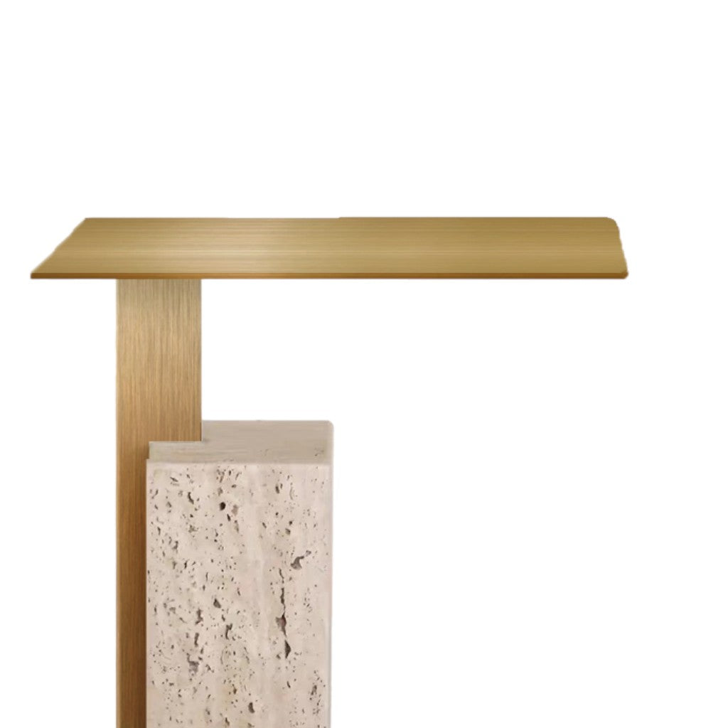 Ex Display - Hilaria 40 cm Brushed Gold Side Table - Natural Side Table NY-Core