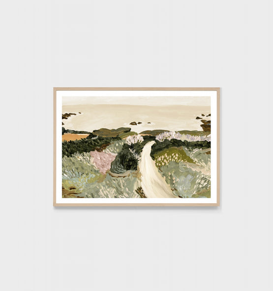 Ex Display - Seaside Meadow Spring 140 cm x 100 cm Poster - Natural Frame Wall Art Warran-Local