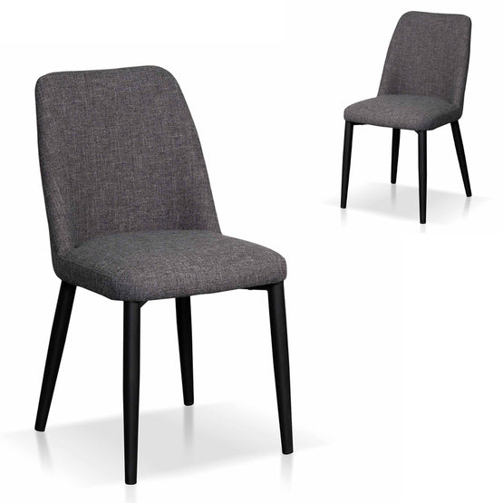 Set of 2 - Emmitt Fabric Dining Chair - Dark Grey in Black Legs Dining Chair St Chairs-Core   