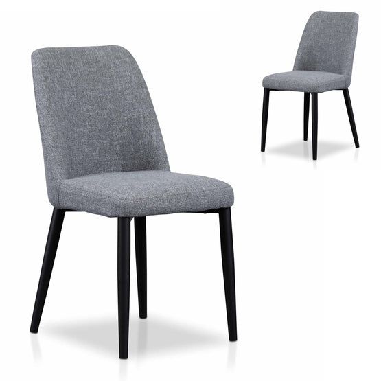 Set of 2 -  Emmitt Fabric Dining Chair - Pebble Grey in Black Legs Dining Chair St Chairs-Core   