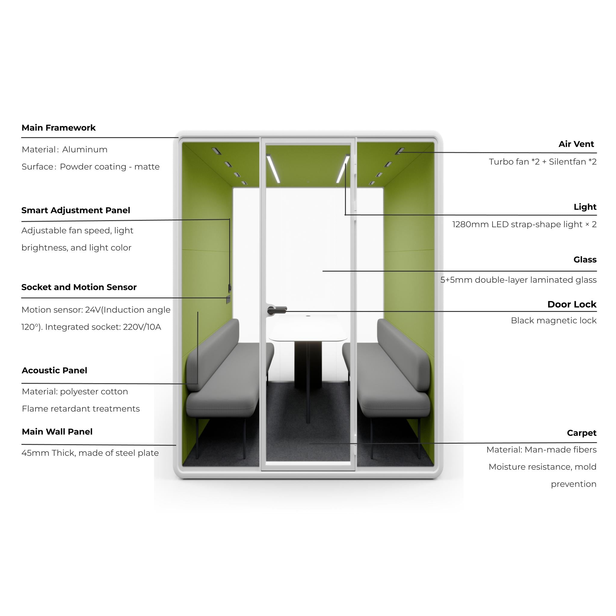 Evolve 4 Person Large Meeting Pod - White by Humble Office Silent Booth Hbox-Core   