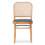 Ex Display - Bonilla Black Cushion Dining Chair - Natural Frame and Rattan Dining Chair Swady-Core