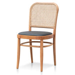 Ex Display - Bonilla Black Cushion Dining Chair - Natural Frame and Rattan Dining Chair Swady-Core