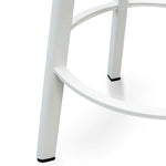 Ex Display - James 65cm Natural Timber Seat Bar Stool - White Frame Bar Stool New Home-Core   