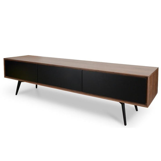 Ex Display - Liam 180cm Wooden TV Unit With Black Matt Drawers - Walnut TV/Entertainment Unit Dwood-Core   