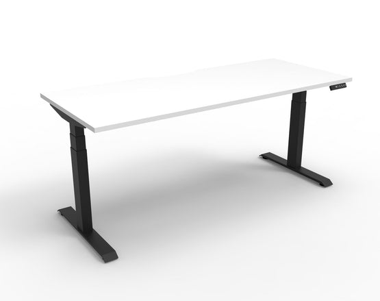 Boost Plus 1.5m Single Sided Workstation - White & Black Office Desk Rline-Local   