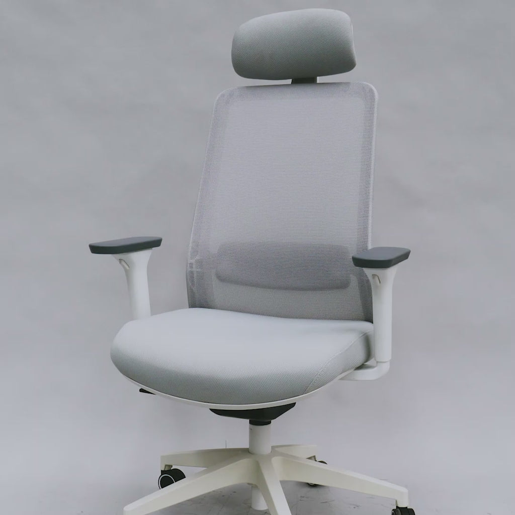 Walther Mesh Office Chair - Cloud Grey with White Base Office Chair LF-Core