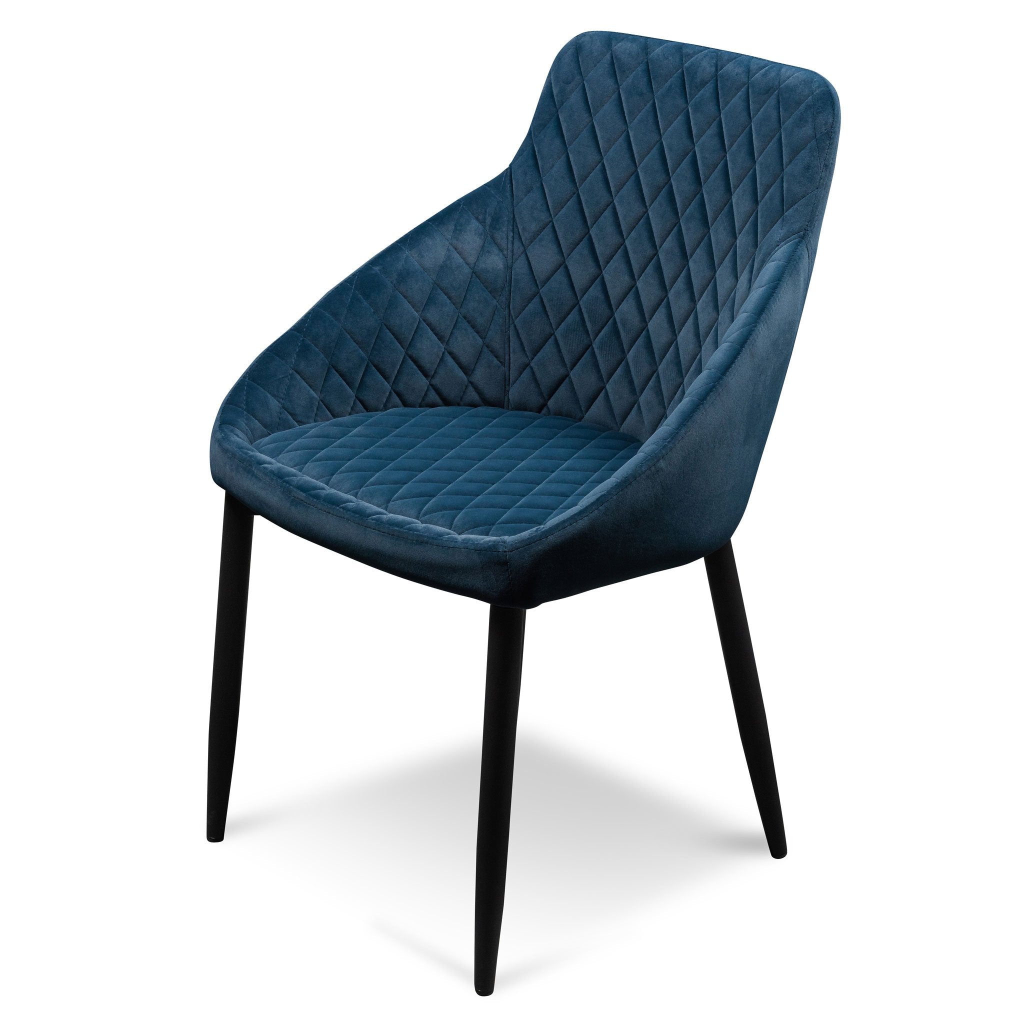 Ex Display - Rolf Dining Chair - Navy Blue Velvet in Black Legs Dining Chair St Chairs-Core