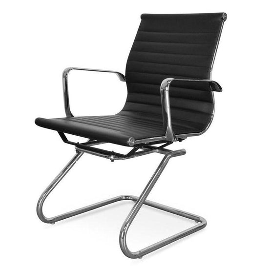 Ex Display - Charlie Visitor Office Chair - Black PU Office Chair Yus Furniture-Core   