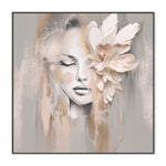 Beige Petal, By Bella Eve Wall Art Gioia-Local 50x50cm Framed Canvas Black