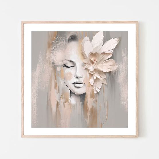 Beige Petal, By Bella Eve Wall Art Gioia-Local 50x50cm Framed Poster Black