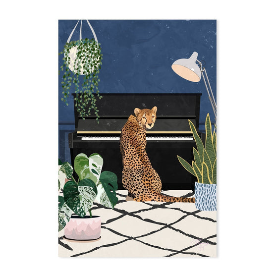 Cheetah Composer, By Sarah Manovski Wall Art Gioia-Local 40x60cm Framed Canvas Gold