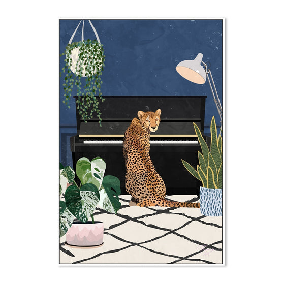 Cheetah Composer, By Sarah Manovski Wall Art Gioia-Local 40x60cm Framed Canvas White