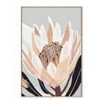 Cream Silver Protea, By Stacey Williams Wall Art Gioia-Local 40x60cm Framed Canvas Oak