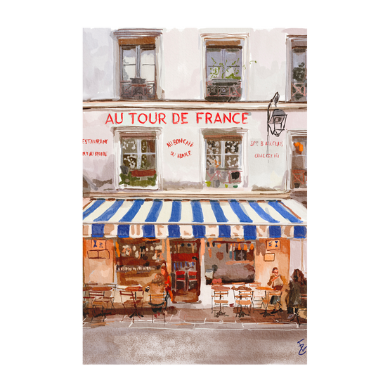 French Bistro, By Ekaterina Zagorska Wall Art Gioia-Local 40x60cm Framed Canvas Gold