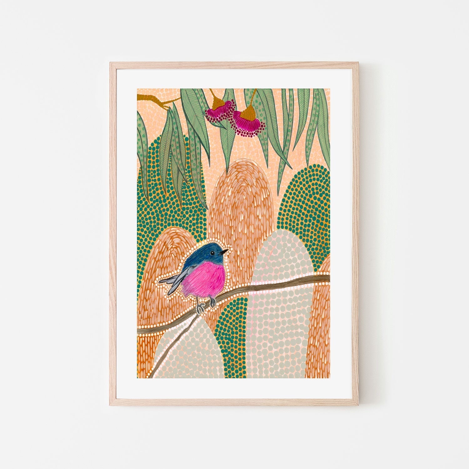 Pink Robin, By Domica Hill Wall Art Gioia-Local 40x60cm Framed Poster Black