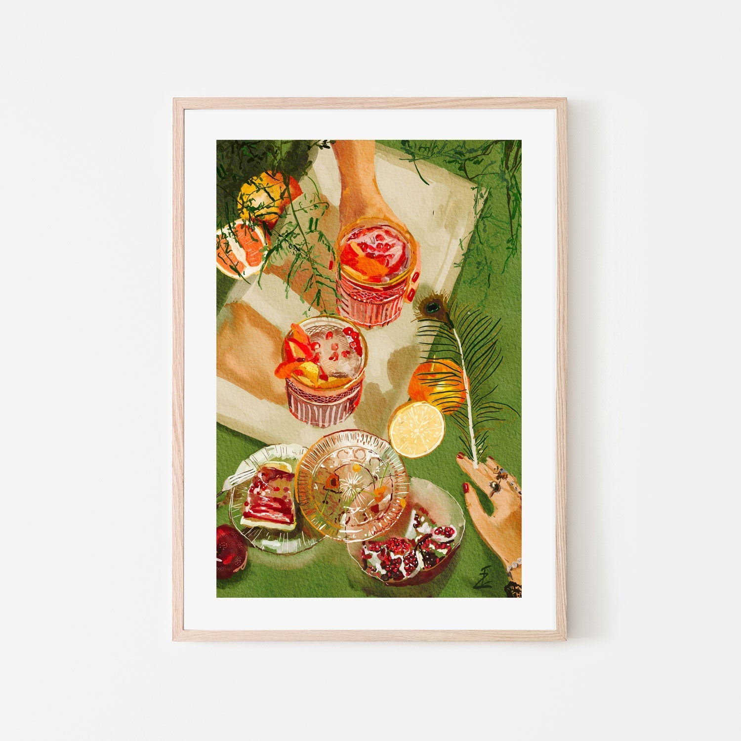 Pomegrante Cocktails, By Ekaterina Zagorska Wall Art Gioia-Local 40x60cm Framed Poster Black