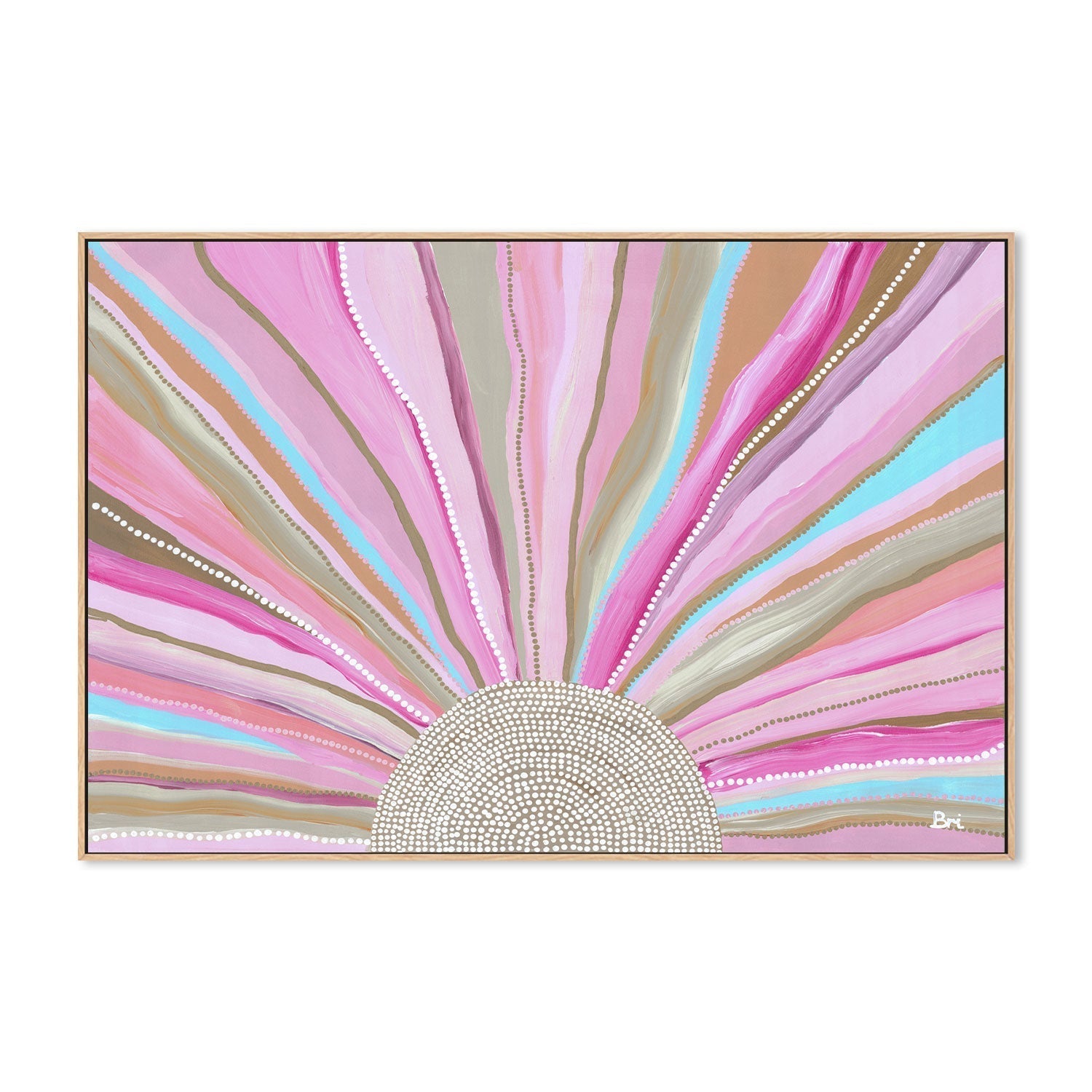 Rising Sun, Bold Pink Tones, By Bri Chelman Wall Art Gioia-Local 40x60cm Framed Canvas Oak