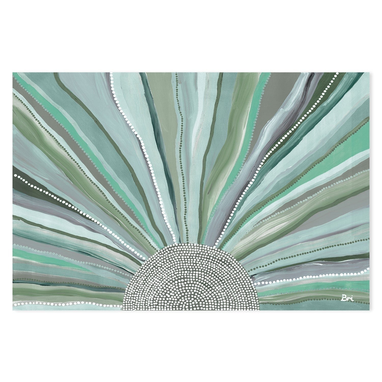 Rising Sun, Green Tones, By Bri Chelman Wall Art Gioia-Local 40x60cm Framed Canvas Gold