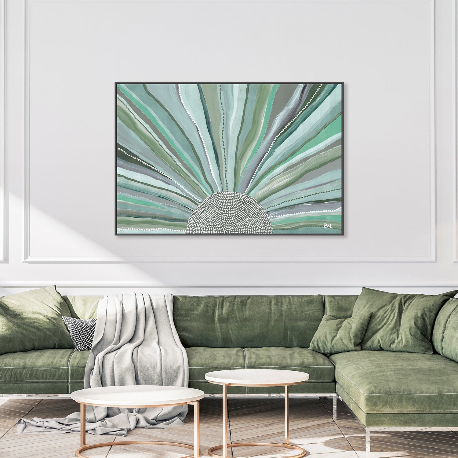 Rising Sun, Green Tones, By Bri Chelman Wall Art Gioia-Local