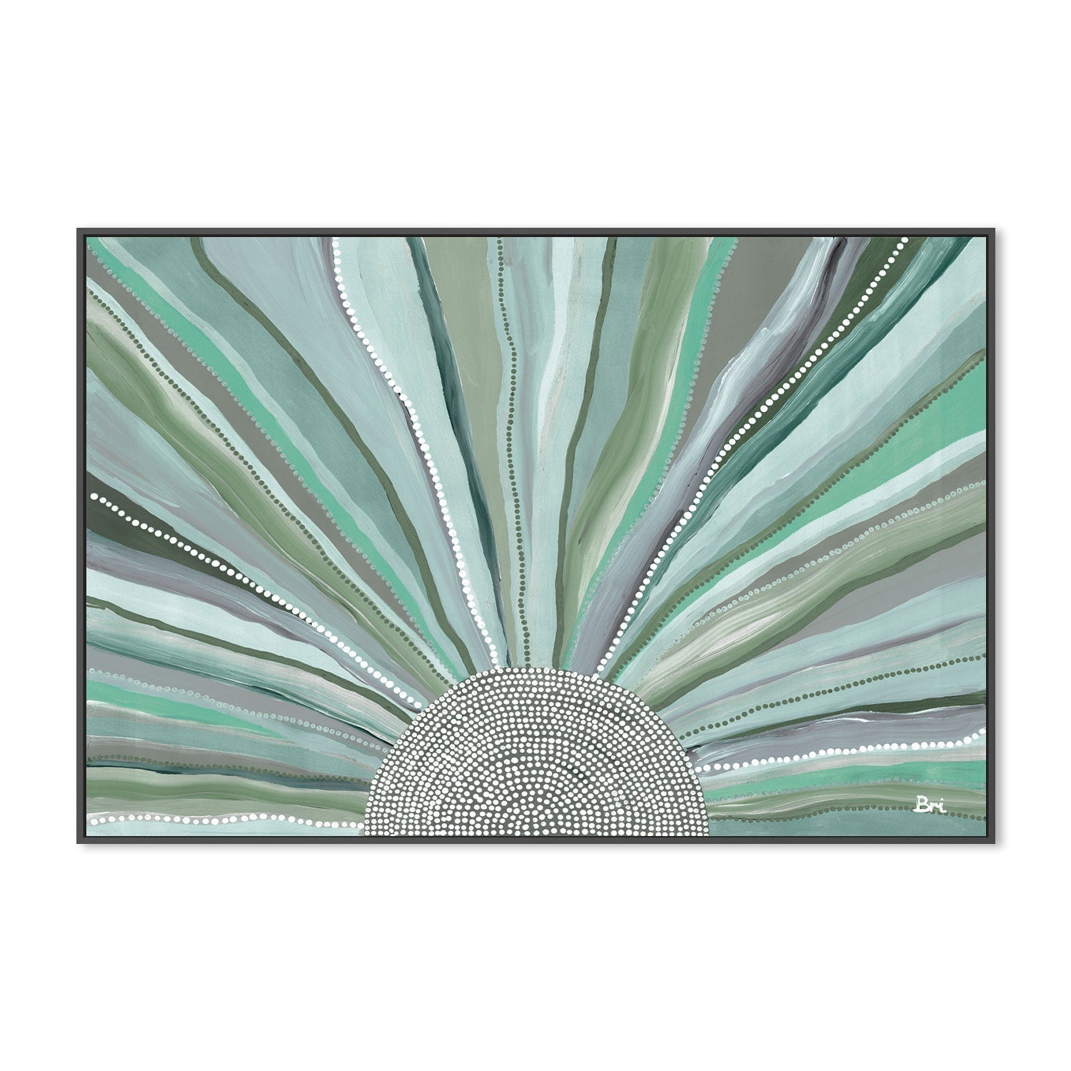 Rising Sun, Green Tones, By Bri Chelman Wall Art Gioia-Local 40x60cm Framed Canvas Black