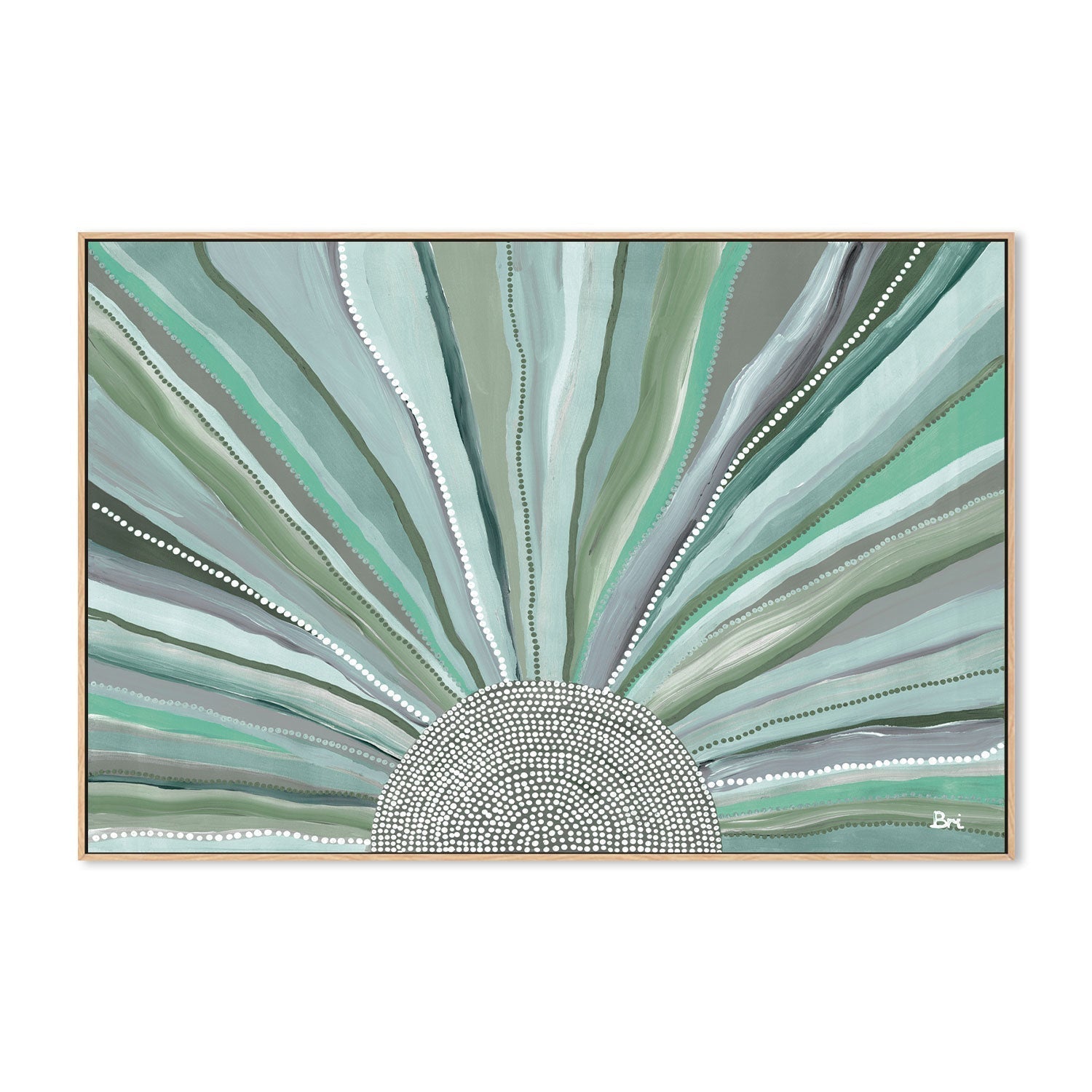 Rising Sun, Green Tones, By Bri Chelman Wall Art Gioia-Local 40x60cm Framed Canvas Oak