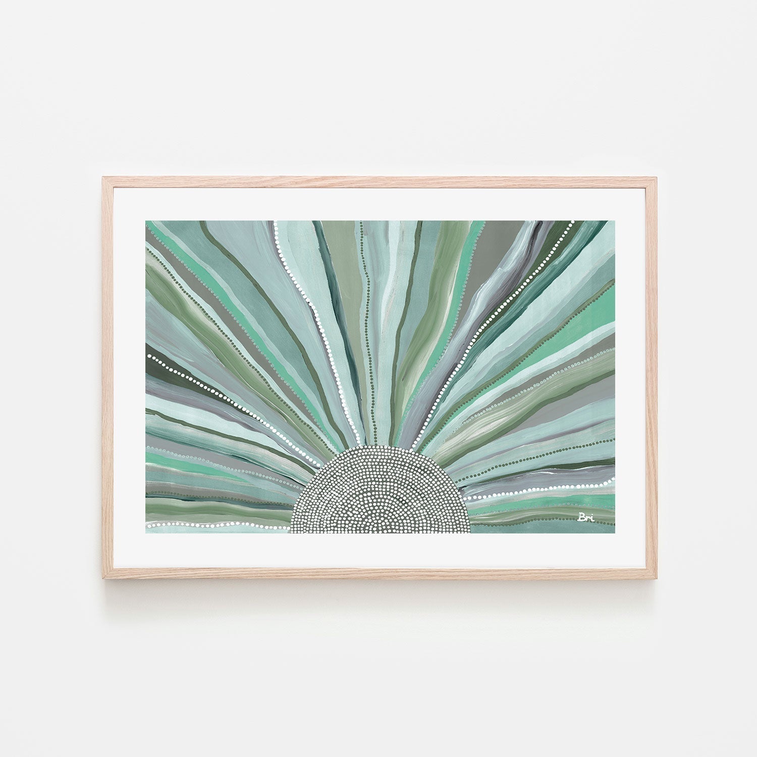 Rising Sun, Green Tones, By Bri Chelman Wall Art Gioia-Local 40x60cm Framed Poster Black