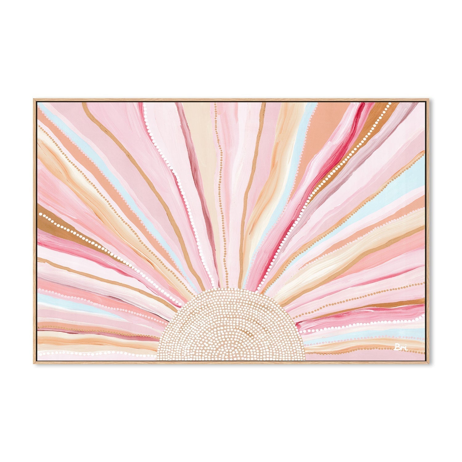 Rising Sun, Soft Pastel Tones, By Bri Chelman Wall Art Gioia-Local 40x60cm Framed Canvas Oak