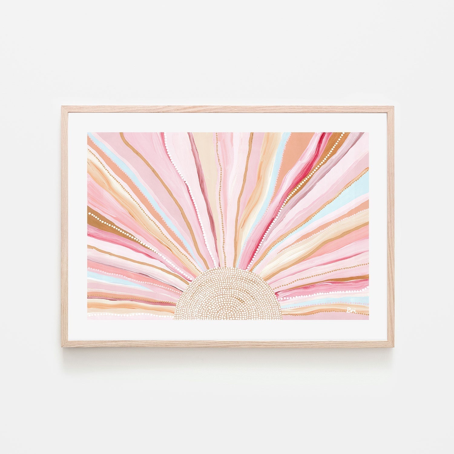 Rising Sun, Soft Pastel Tones, By Bri Chelman Wall Art Gioia-Local 40x60cm Framed Poster Black