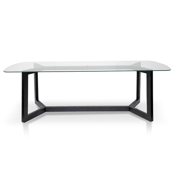 Ex Display - Massey 2.4m Dining Table - Glass Top with Black Base  Nicki-Core   