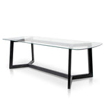 Ex Display - Massey 2.4m Dining Table - Glass Top with Black Base  Nicki-Core   