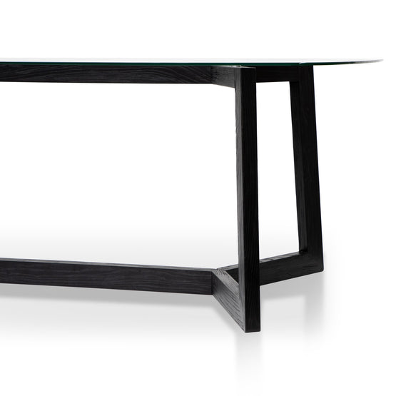 Ex Display - Massey 2.4m Dining Table - Glass Top with Black Base  Nicki-Core   