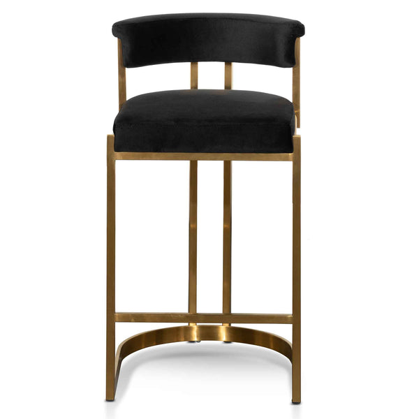 Adela Black Velvet Bar Stool - Golden Base | Interior Secrets