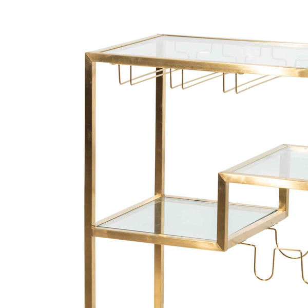 Arden Glass Bar Cart - Brushed Gold Base | Interior Secrets