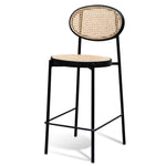 Ex Display - Lesley 65cm Natural Rattan Bar Stool - Black Bar Stool Swady-Core   